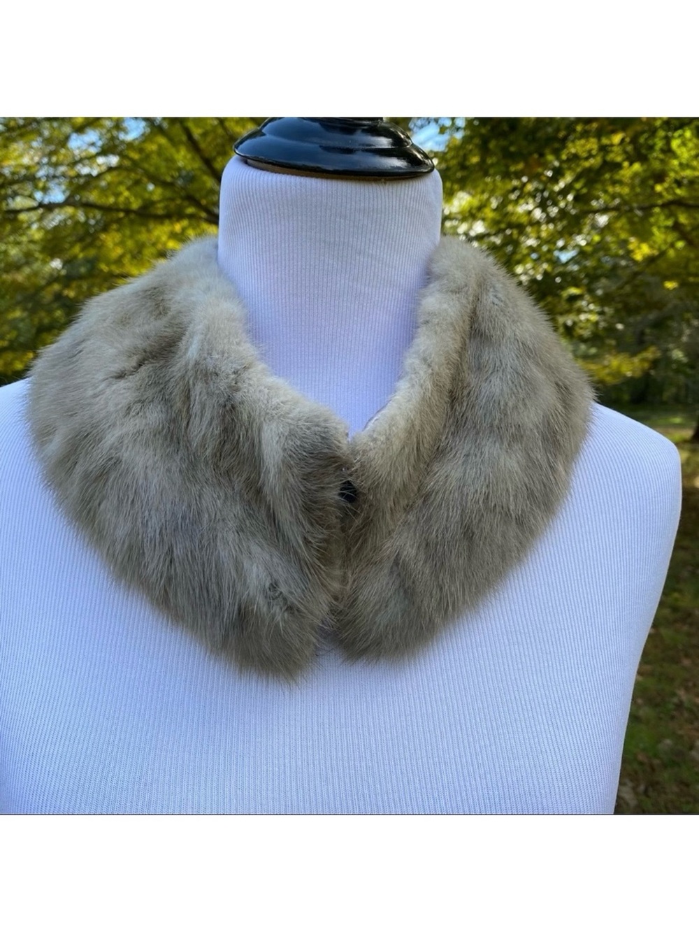 VINTAGE FUR COLLAR GRAY MINK ACCESSORY LUXURY WRAP 2 Hook Eye MOB WIFE